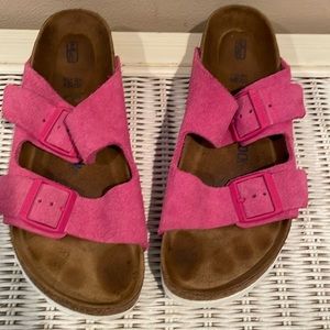 Birkenstock Arizona Sandals Womens Size 40 US 9-9.5 Bright Pink Suede Soft FB